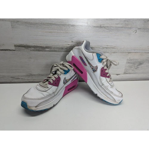 Nike Air Max 90 LTR a pois bianco rosa blu DV1843 100 TAGLIA 4 5 giovani