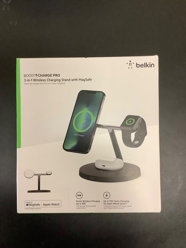 Belkin 3-in-1 Stand 15W Qi2 Wireless Charger iPhone/Watch/AirPods-Black New