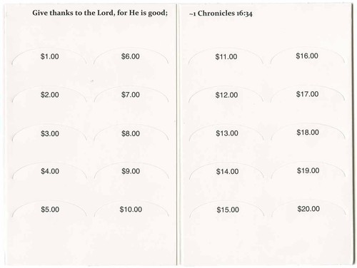 50 - $20.00 Thanks to the Lord Church Gleaners, Dollar Gleaners, Coin Folders - Picture 2 of 3