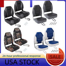 2 Pack Waterproof Folding Boat Seats High-back Ergonomic Captain Chairs With Th