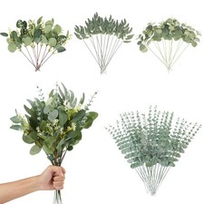 120 Pcs 4 Kinds Mixed Eucalyptus Leaves Stems Bulk Artificial Silver Dollar L...