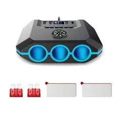 Car 3-Way Cigarette Lighter Socket USB Charger Splitter Power Adapter 12/24V