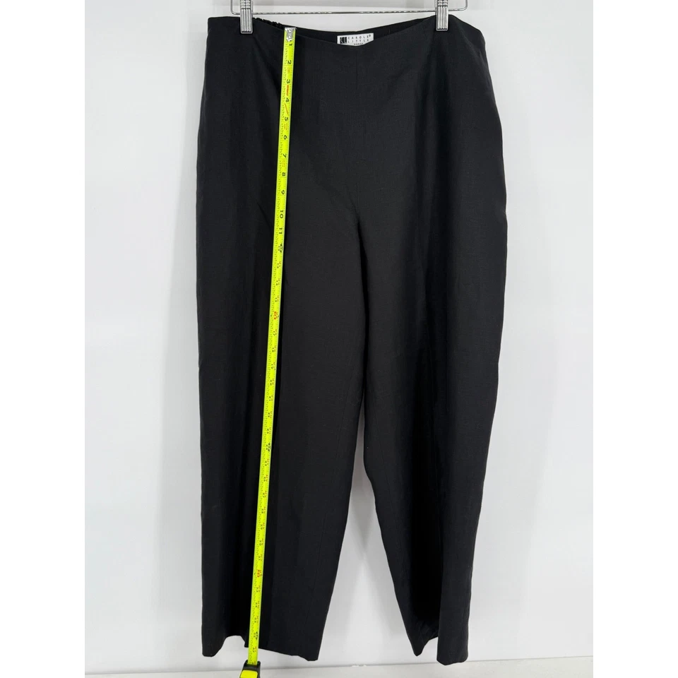 Pantalón Carole Mujer Pequeña Talla 18W Negro Recortado Pierna Ancha Pantalones Carrera Lino Foto 2 de 4