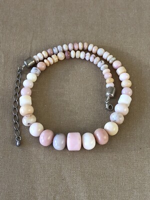 Jay King DTR Rose Quartz Graduated Bead Sterling Silver 925 Necklace 17 -21 