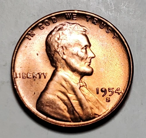 1954 S LINCOLN WHEAT PENNY FILLED 9 ERROR UNC #P1271