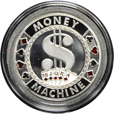 Casino Poker Card Guard Cover Protector MONEY MACHINE silver color