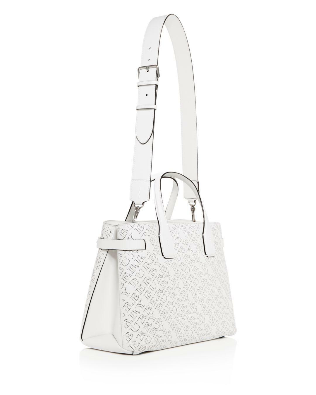 Burberry Women's Small Banner Perforated Logo Tote Bag, Chalk White, MSRP $1,650 image 8