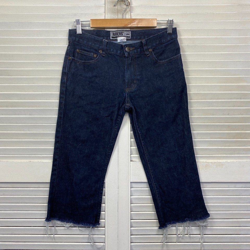 Riders by Lee Pants Size 10 Blue Pockets Cropped Cut Off Raw Hem