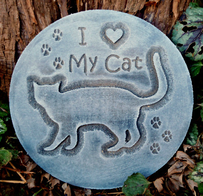 Cat plaque cement mold 7.75'' x 3/4'' concrete plaster plastic mould 7.75 x3/4 