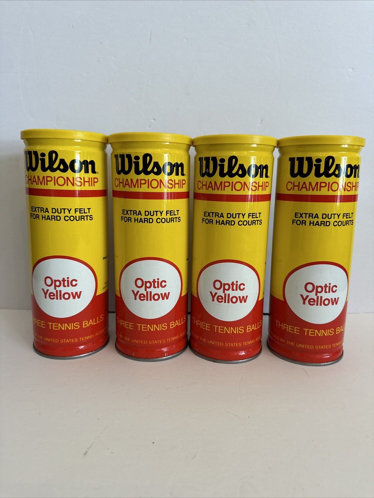 Vtg 1970s Wilson Championship Tennis Balls OPTIC YELLOW in Sealed Cans Lot of 4
