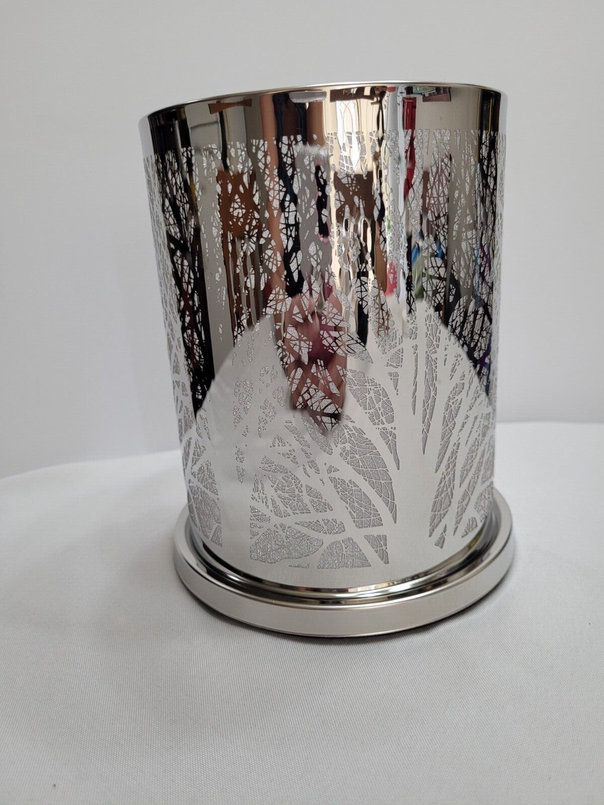 Partylite Enchanted Woodland Votive Hurricane Candle Holder Silver