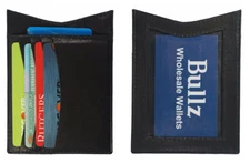 Credit Card Holder Slim Thin Front Pocket ID Window Black Genuine Leather 