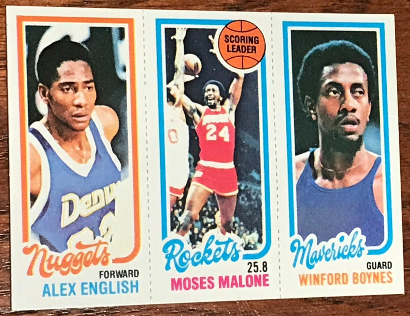 1980-81 TOPPS BASKETBALL ALEX ENGLISH/MOSES MALONE/BOYNES TRI CARD -FEB695