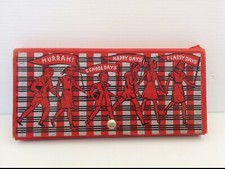 VTG PENCIL CASE, DIVIDED STORAGE, HARD CARDBOARD, METAL SNAP, 8-1/4" x 4" x 3/4"