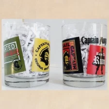 Captain Morgan VTG Low Ball Glass Neat Born to Rum Rocks Drinking Graphics Party