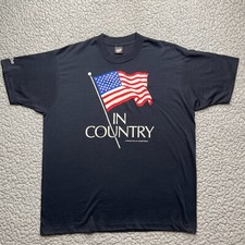 Camisa Vintage Estrellas Pantalla Para Hombre XXL Negra Warner Bros Bandera Americana 1989 Logo