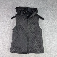 Luvalot Jacket Womens 8 Black Vest Sleevless Zip Hood Pockets NEW NWT 7889
