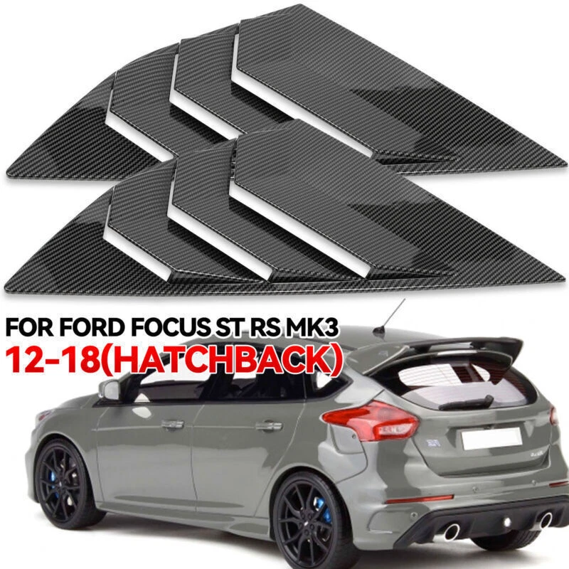 For Ford Focus ST RS Hatchback Window Louver Rear Vent Cover Carbon Fiber ABS 2X — 第 2/4 张图片