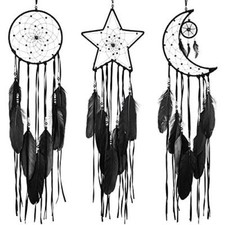 Jetec 3 Pieces Dream Catcher Moon Sun Handmade Traditional Design White for