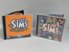 The Sims + Sims Superstar Expansion Pack 2 Disc PC CD-ROM 2 Game Lot Bundle