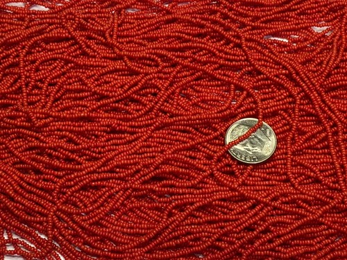 Antique/Vintage Micro Seed Beads- 14-16/0 Warm Rich Opaque Tomato Red -5g hanks