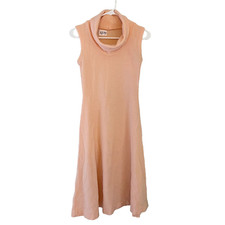 Vintage 70s Womens Orange Sweater Dress XS Pullover Sleeveless Knit Made in USA