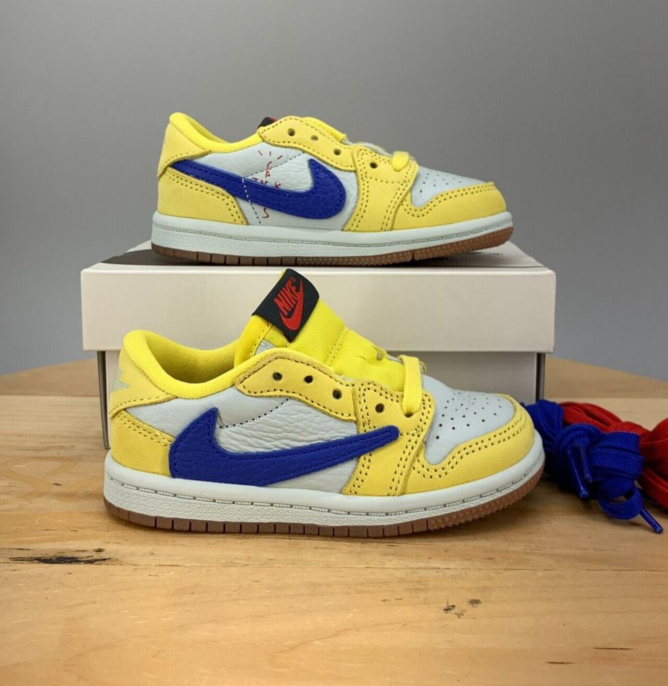 Size 7c - Nike Air Jordan 1 Low x Travis Scott Canary TD Shoes Sneakers Lace Up