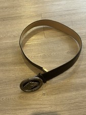 Vtg 1996 Small Black Belt With Horse Head Buckle 35 Inches