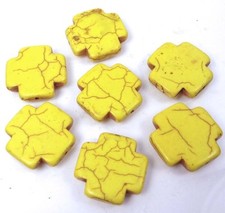 25mm Yellow Turquoise Cross Beads 7 pcs 