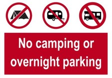 No camping or overnight parking Garage Home Car Park Metal Sign Security