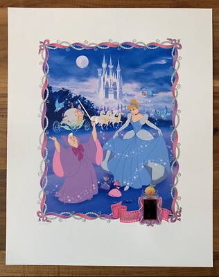 CINDERELLA DISNEY LITHOGRAPH 35MM FILM CELL PRINT LE ONLY 2500