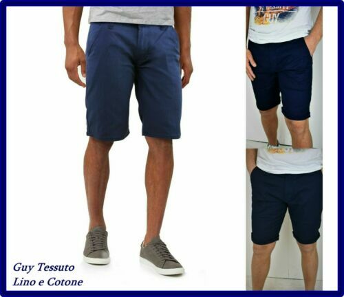 Pantoloni corti short uomo bermuda in denim jeans blu chiaro con