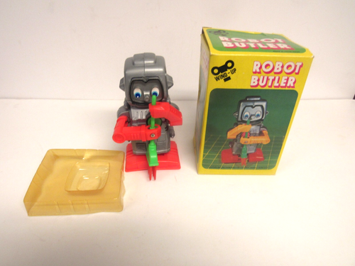 Vintage Plastic Robot Butler Sweeping Wind Up Toy with Box Works | eBay