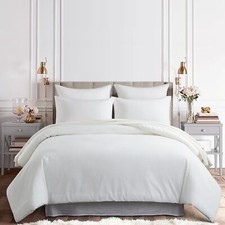 Softpage 3PCS 100 Cotton Comforter Set White Queen Linen 1 Comforter 2 Shams