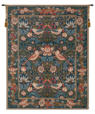 Birds Face to Face I French Woven Art Wall Hanging Tapestry