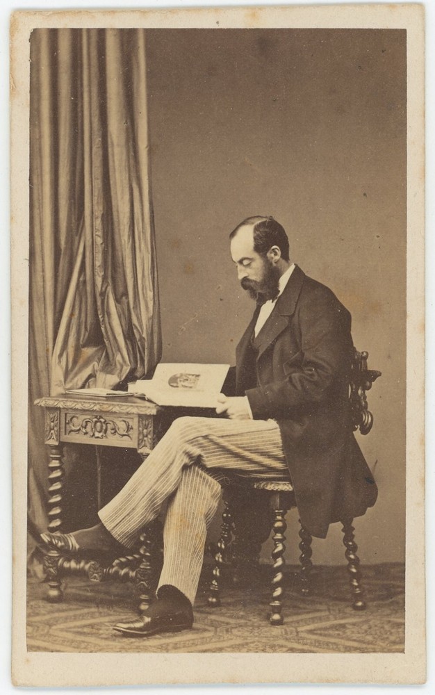 1865 CDV Portrait of a Man Reading by Gustave in Le Mans