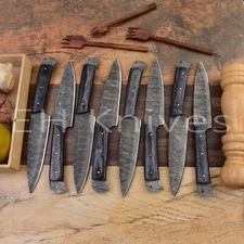 6 PCS HANDMADE FORGED DAMASCUS STEEL STEAK CHEF KNIFE KITCHEN KNIVES SET