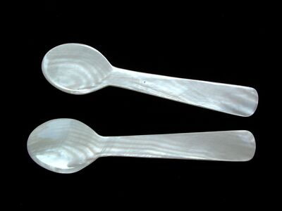 2 Designer Kaviar & Eier Löffel - feinstes Perlmutt - Mother of Pearl - EXCLUSIV