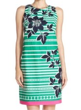 Eliza J Shift Dress Floral and Striped Size 6