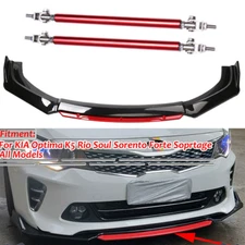 Front Bumper Lip Body Kit Splitter Spoiler Glossy Black Red For KIA