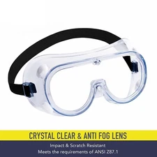 Safety Goggles Over Glasses Lab Work Eye Protective Eyewear Clear Lens 1/Pair
