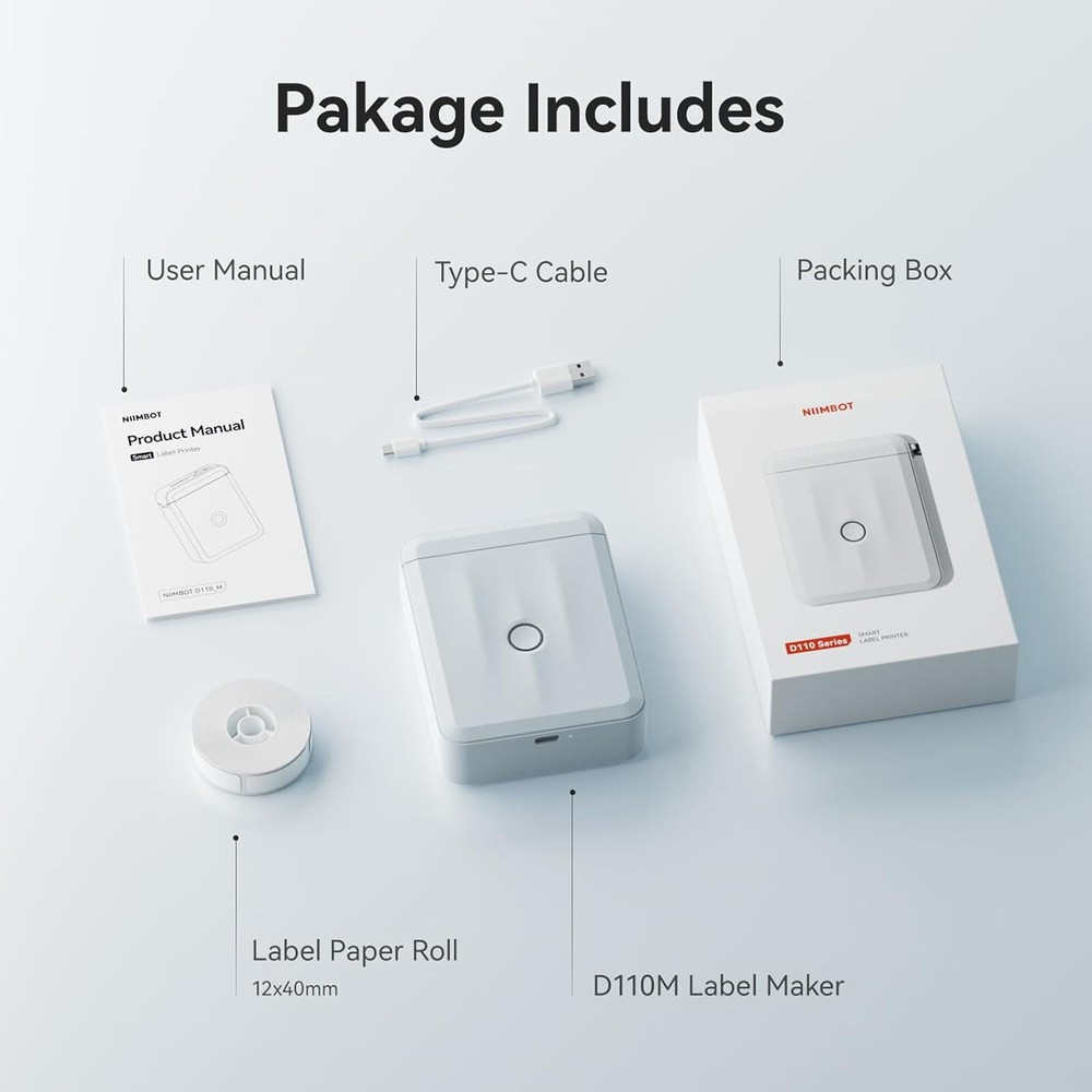 NIIMBOT D110-M Portable Bluetooth Label Maker with Tape for Home and Office