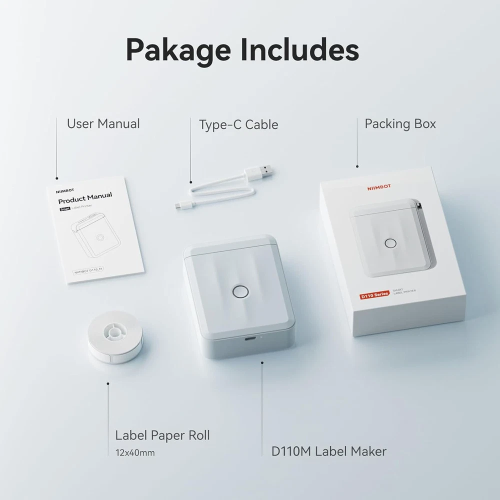 NIIMBOT D110-M Portable Bluetooth Label Maker Machine with Tape