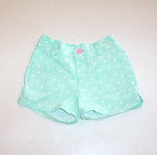 Girl's Carter's Mint Green  White Polka Dot Denim Cotton Shorts 4