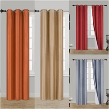 2 PANEL 100% THERMAL BLACKOUT BRONZE GROMMET WINDOW LINED PANEL CURTAIN 84"ADAM