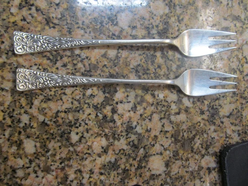 * 2 Tapestry by Reed & Barton Sterling Silver Cocktail Forks   5 3/4"