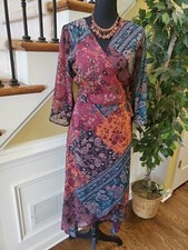 SPIRIT OF GRACE Wrap VNeck Cap Sleeve  Floral Dress Cottagecore S