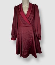 Vince Camuto Women's Red Crepe-Back Long-Sleeve Faux Wrap Dress Sz 6