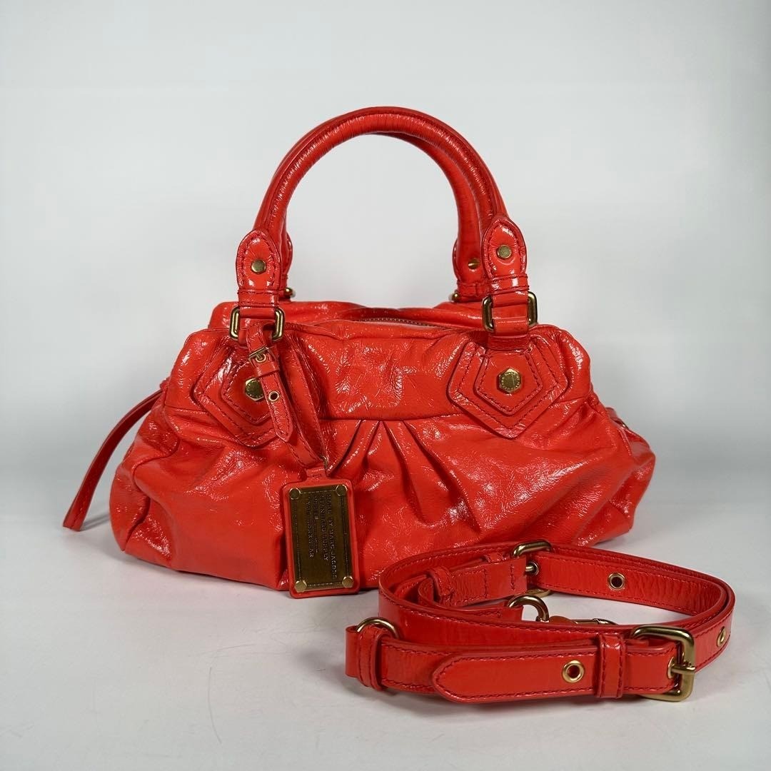 [Authentic Used] MARC by MARC JACOBS Classic Q Bag Orange  Patent Leather Enamel