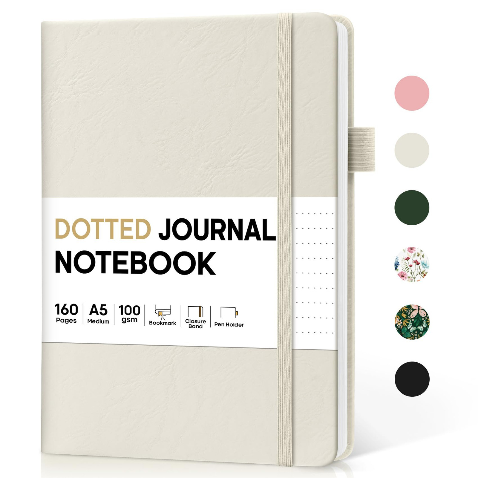 Bullet Dotted Journal Notebook for Women & Men, Hardcover Leather Journal for...